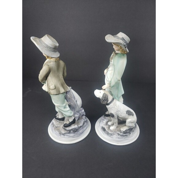 Andrea by Sadek Boy & Girl Dog Bisque Porcelain Figurines Ethan Allen 3213A VTG - Picture 6 of 16
